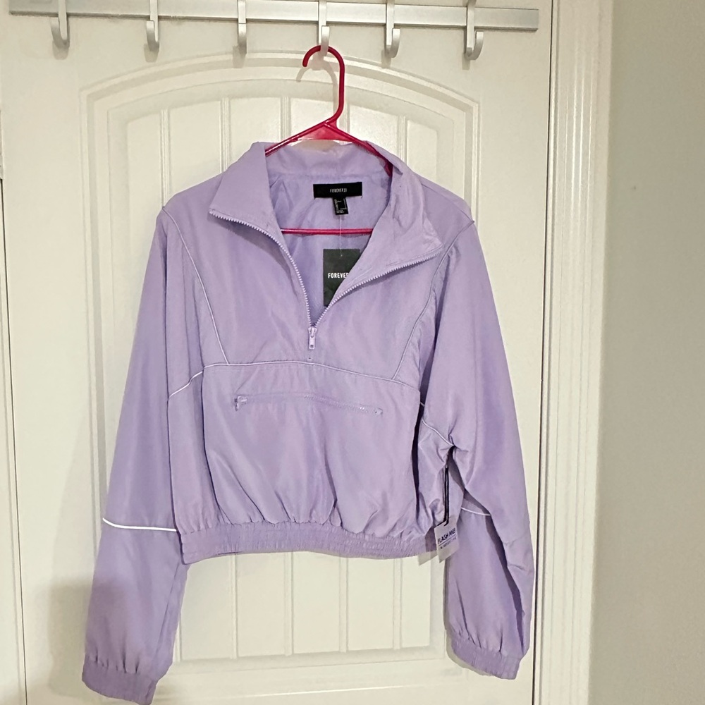 Purple reflective windbreaker jacket